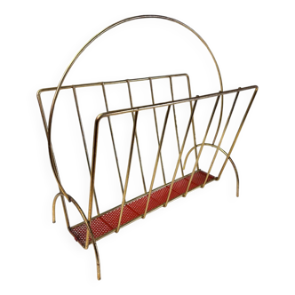 Vintage gold metal magazine rack