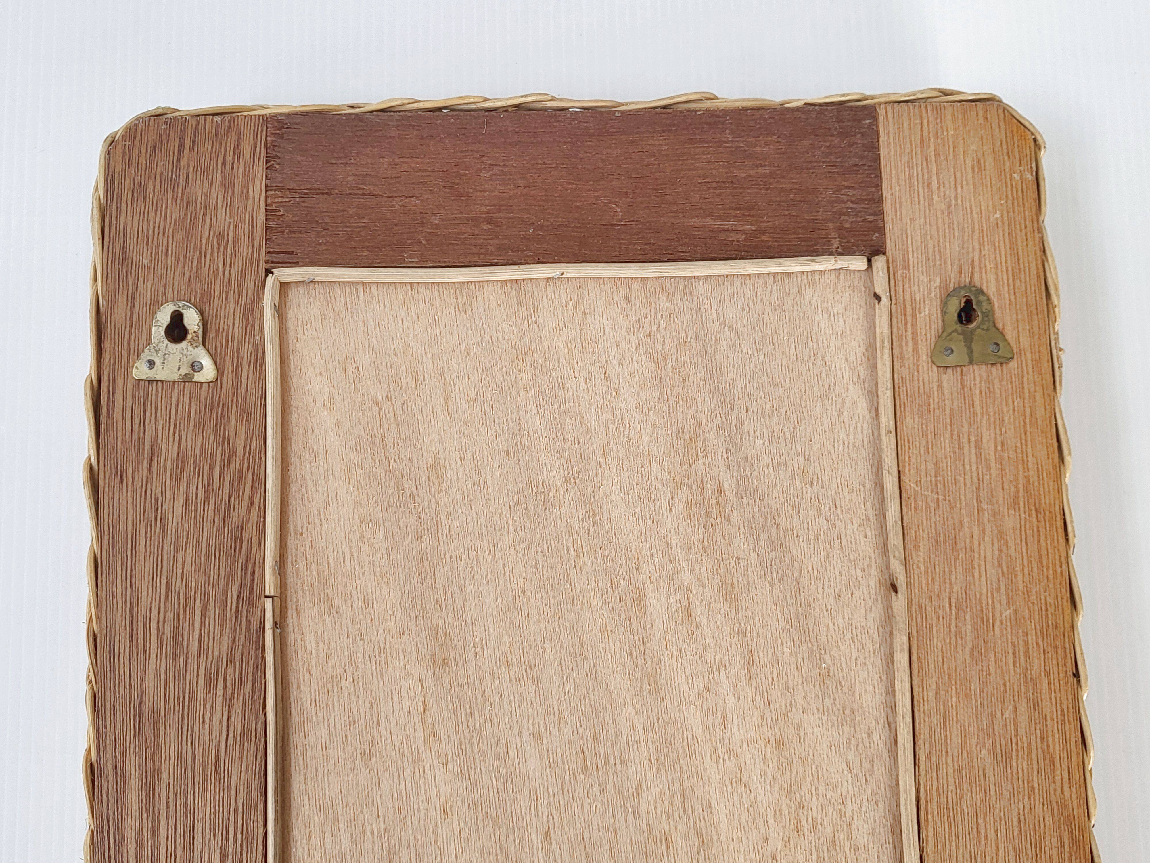 Vintage rattan mirror 1960