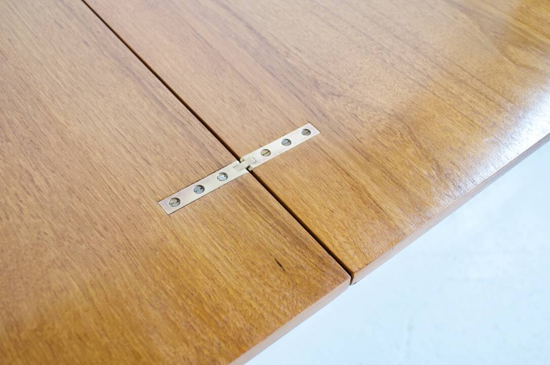 Transformable table teak and steel 1950's french manufacture