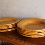 12 assiettes anciennes ravel aubagne jaune en terre cuite