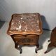 Pair of antique bedside tables with marble top and ceramic niche
