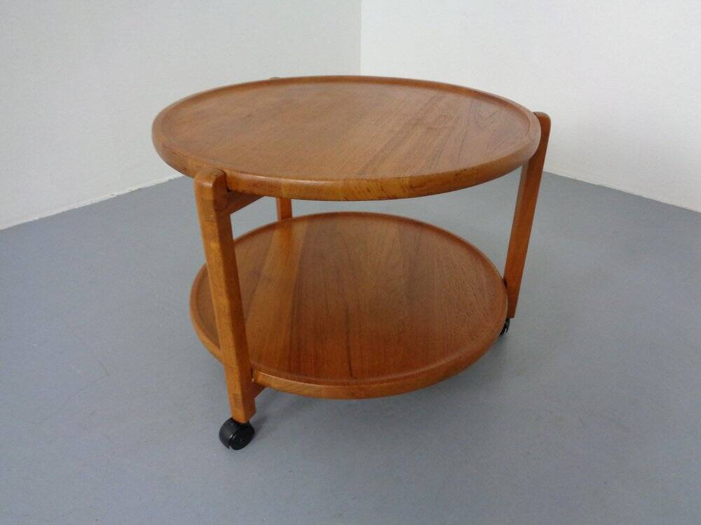 Danish Teak Bar Cart with Removable Tray, 1960s