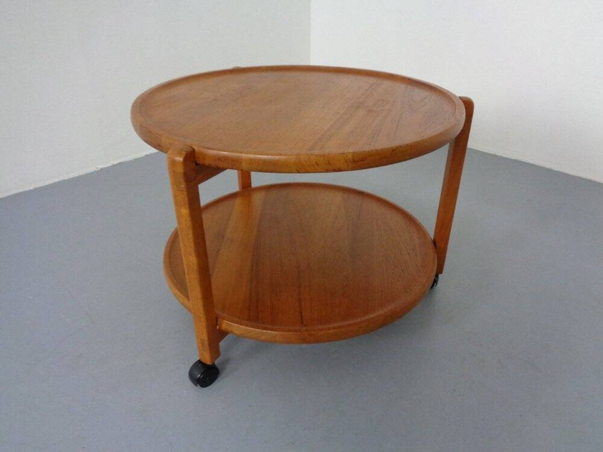 Danish Teak Bar Cart with Removable Tray, 1960s