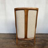 Vintage Scandinavian 1960s armchair in original ecru fabric drowned