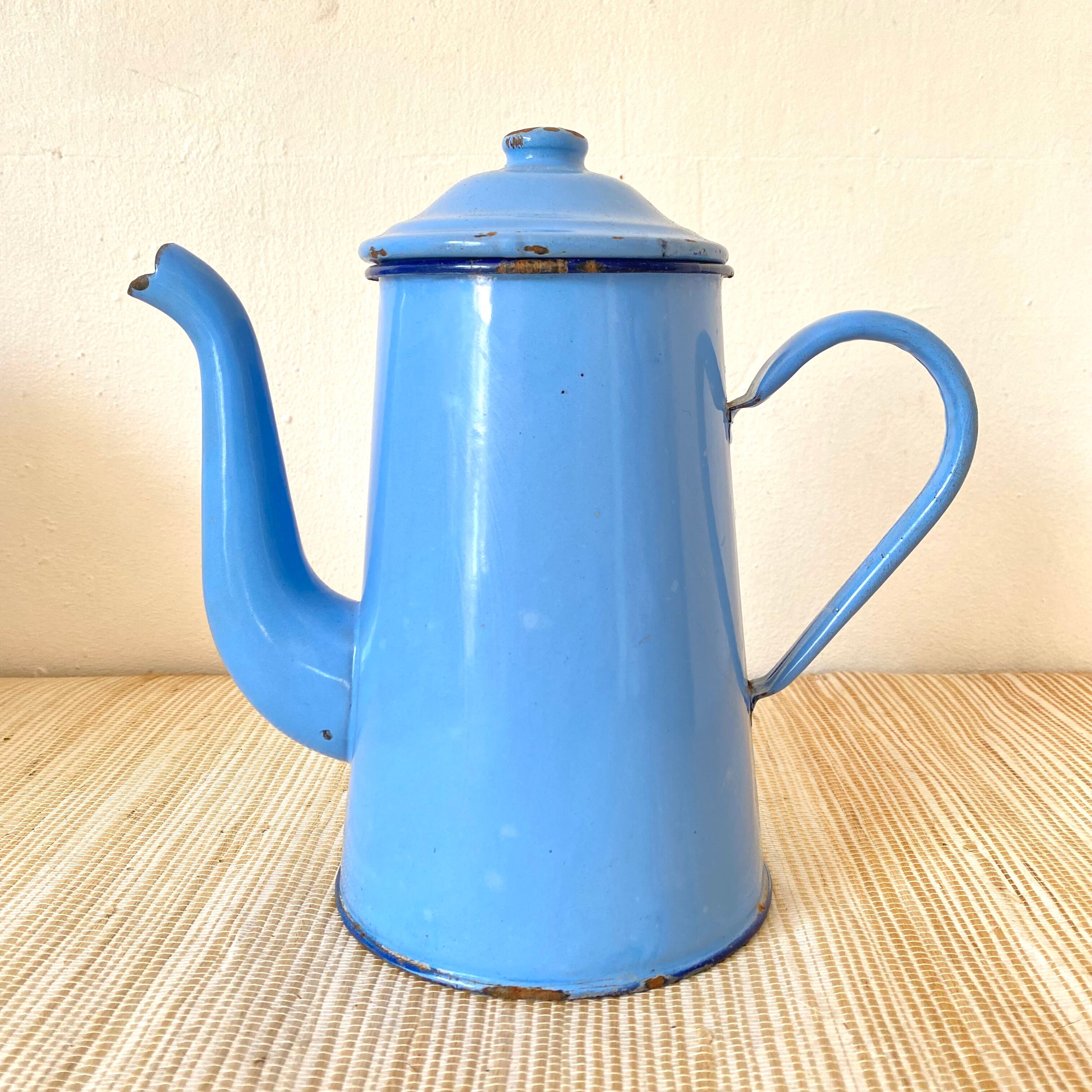 Enamelled tin coffee pot