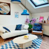 Coffee table in solid wood, 70s style.