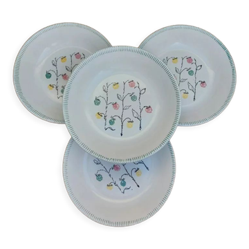 4 antique ceramic soup plates