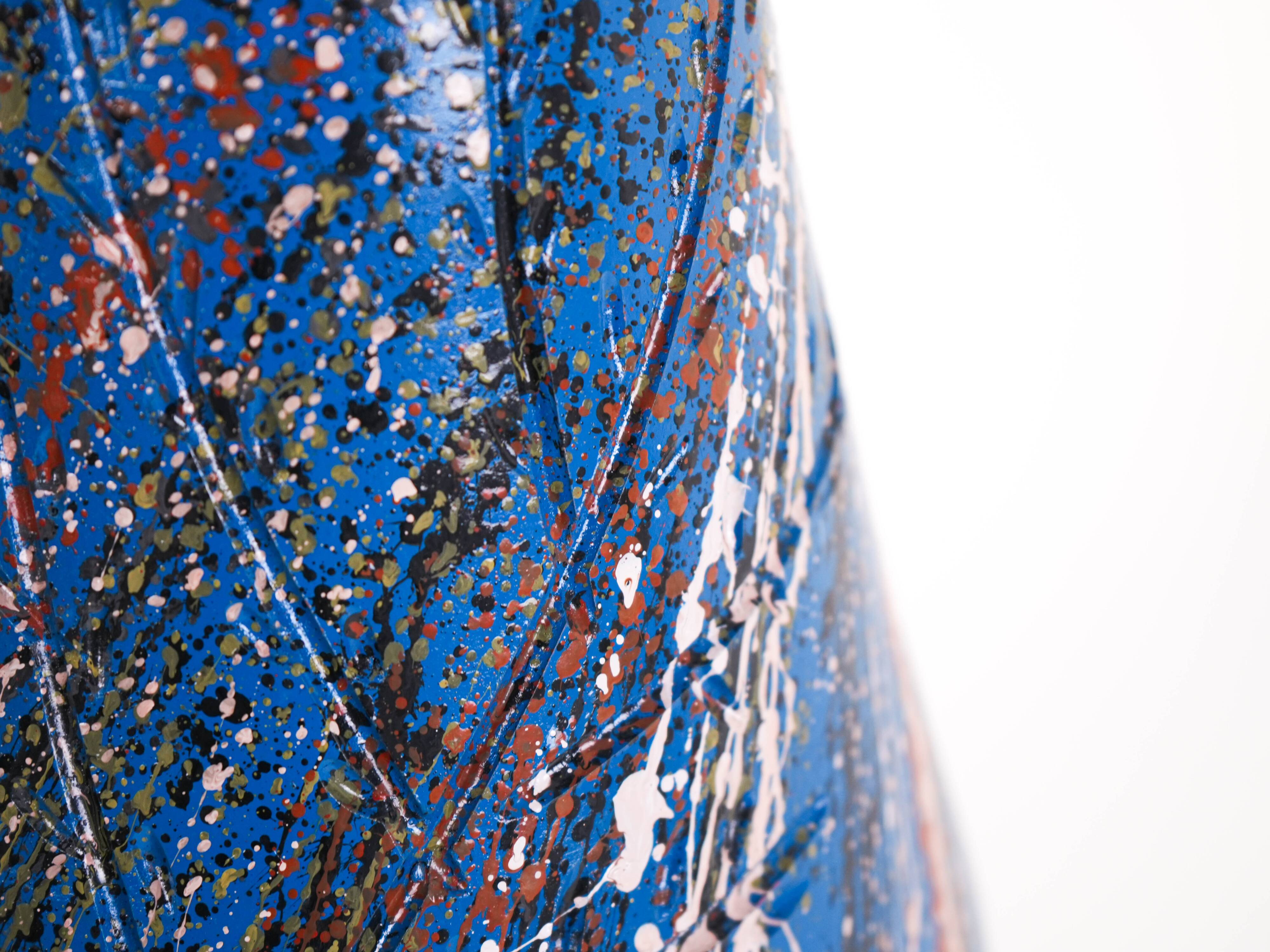 Vase en céramique bleue, design danois, années 1970, fabriqué au Danemark