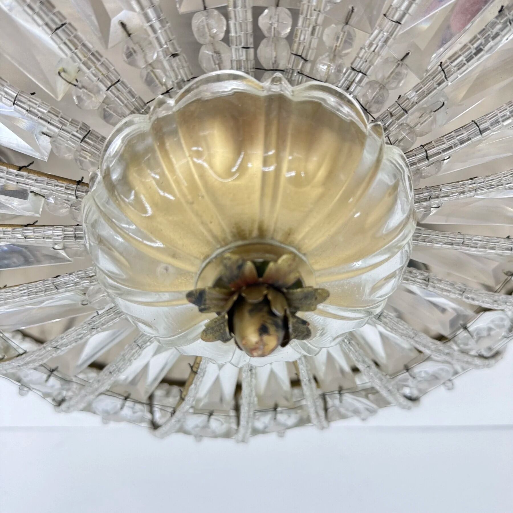 Large crystal Banci Italy ceiling lamp, 1960s