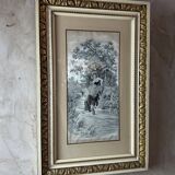 Paire de tableaux en soie