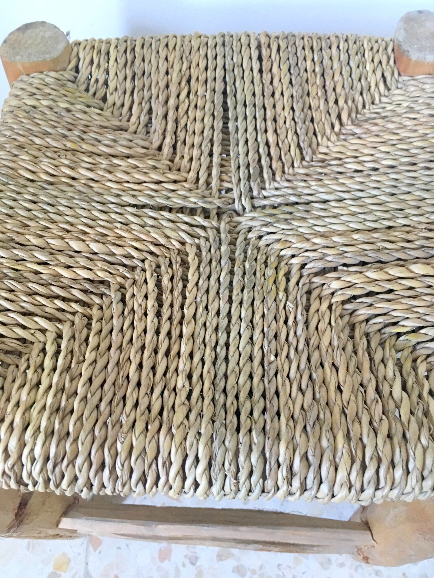 Wooden and rope stool