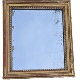 Antique Rectangular Mirror in Gilded Wood Height 38 cm
