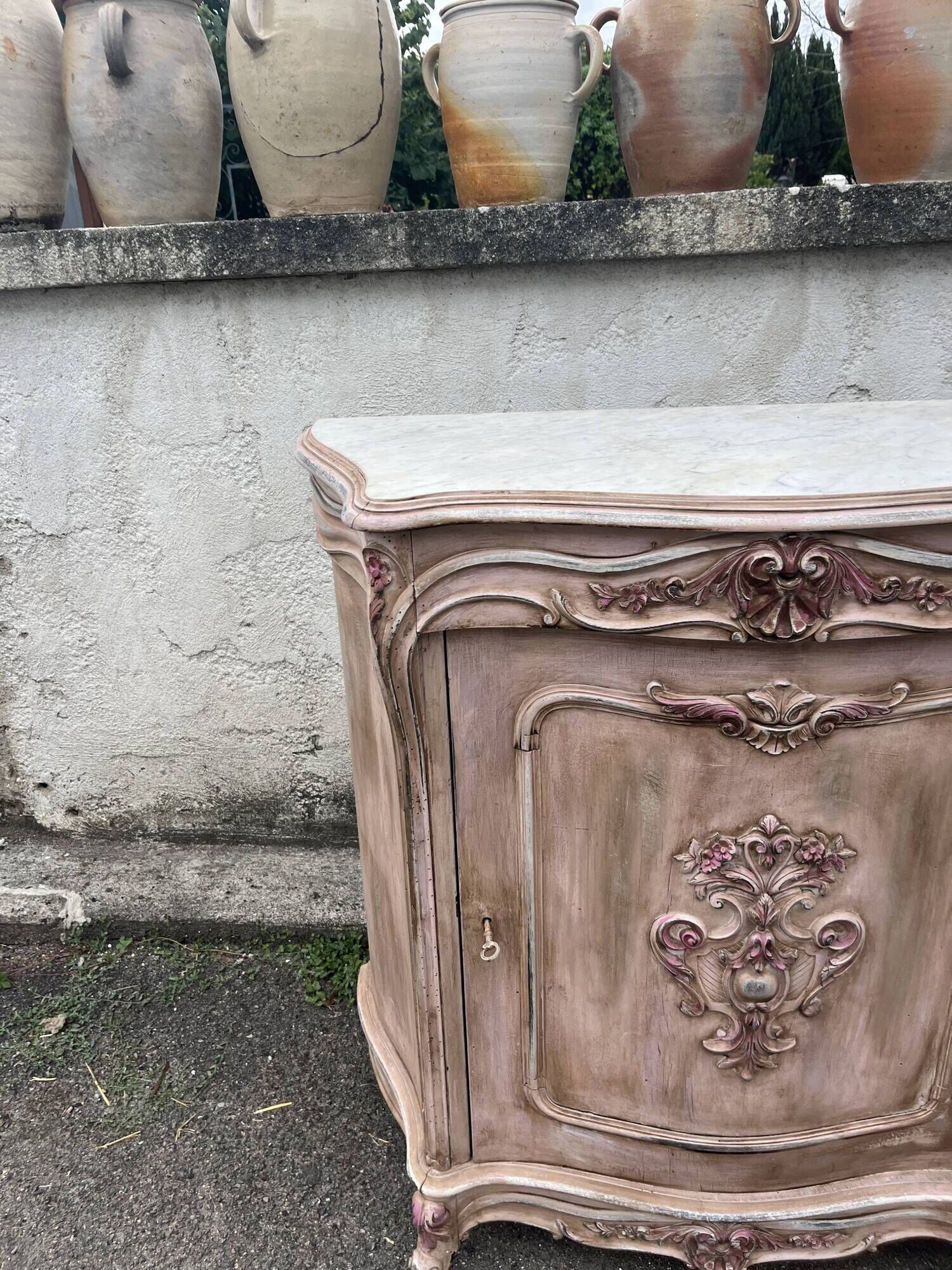 Louis XV style side table – door carved with floral decoration