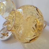 Duo of amber glass pendant lights