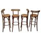 Set of 4 wooden French bar stools, 1980s