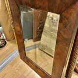 Antique mirror with elm burl molding, heavily demercurized, in its current condition