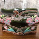 Old Art Nouveau Planter G De Bruyn Vintage Enameled Ceramic