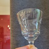 12 crystal wine glasses engraved with floral patterns