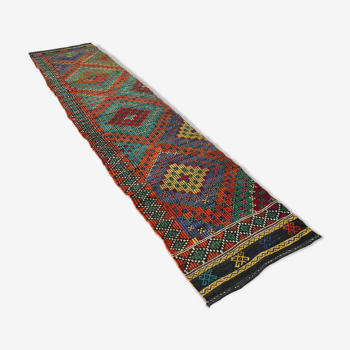 Vintage turkish kilim runner , 340 x 76 cm