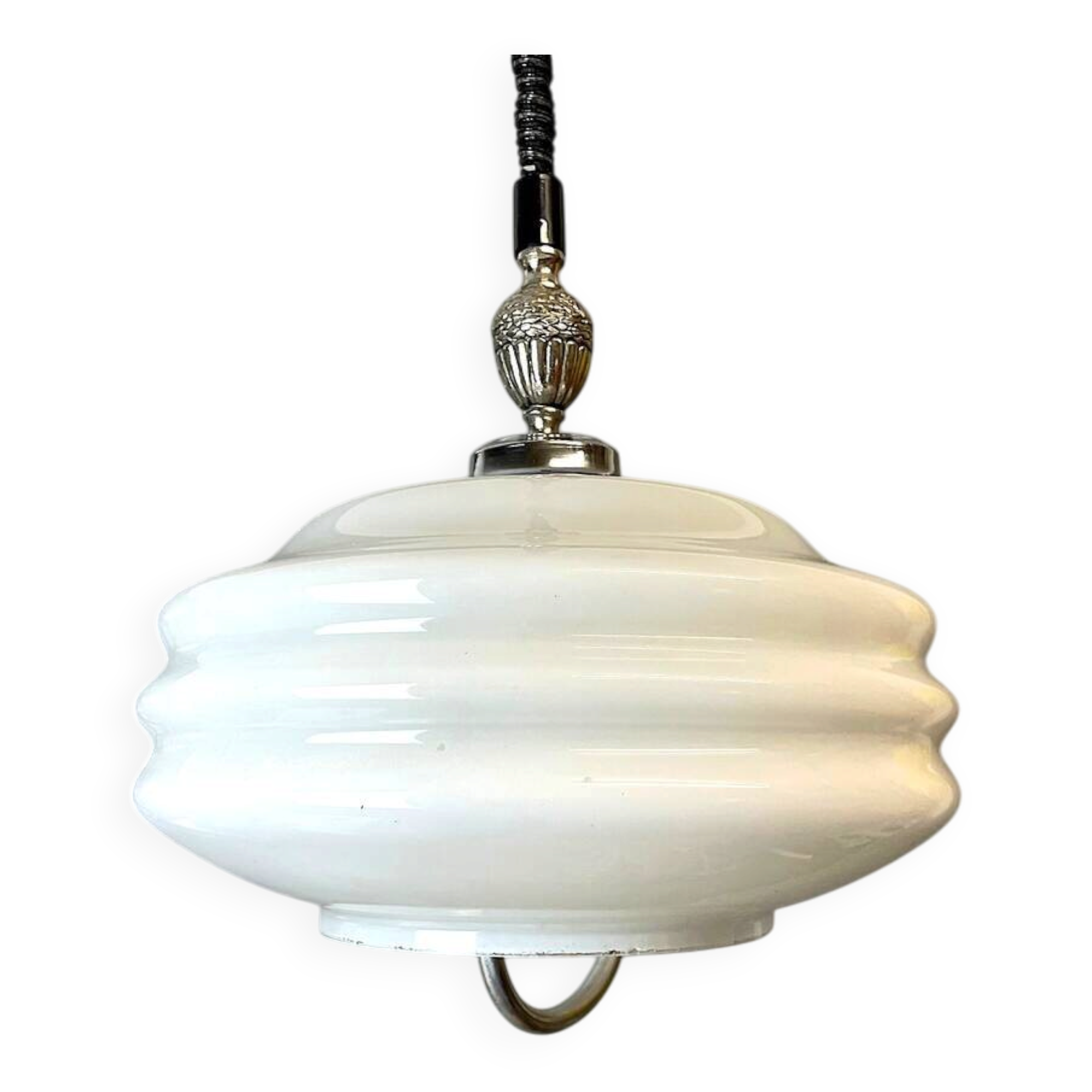Mid Century white glass pull down  pendant lamp