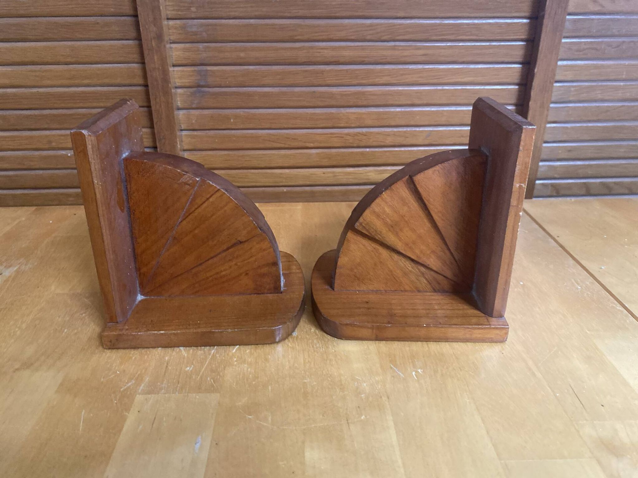 Pair of Vintage Art Deco Wooden Bookends Made in France #E068