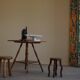 Square side table in solid oak, mid-century modern, 1960s.