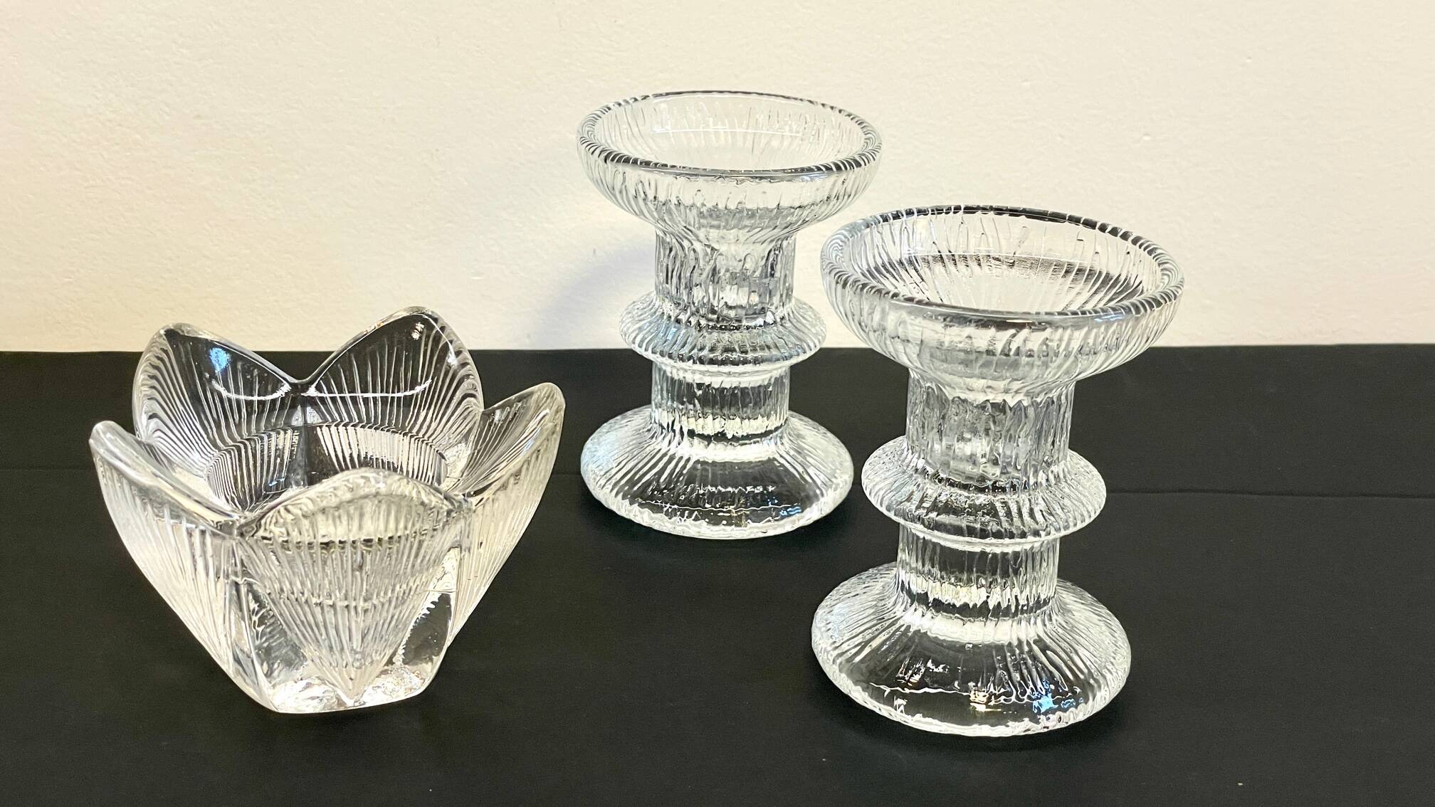 Bougeoirs cristal façon littala vintage