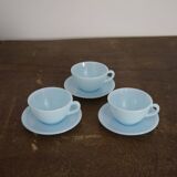 Three blue cups Duralex