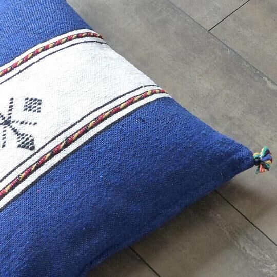 Moroccan berber cushion blue and white