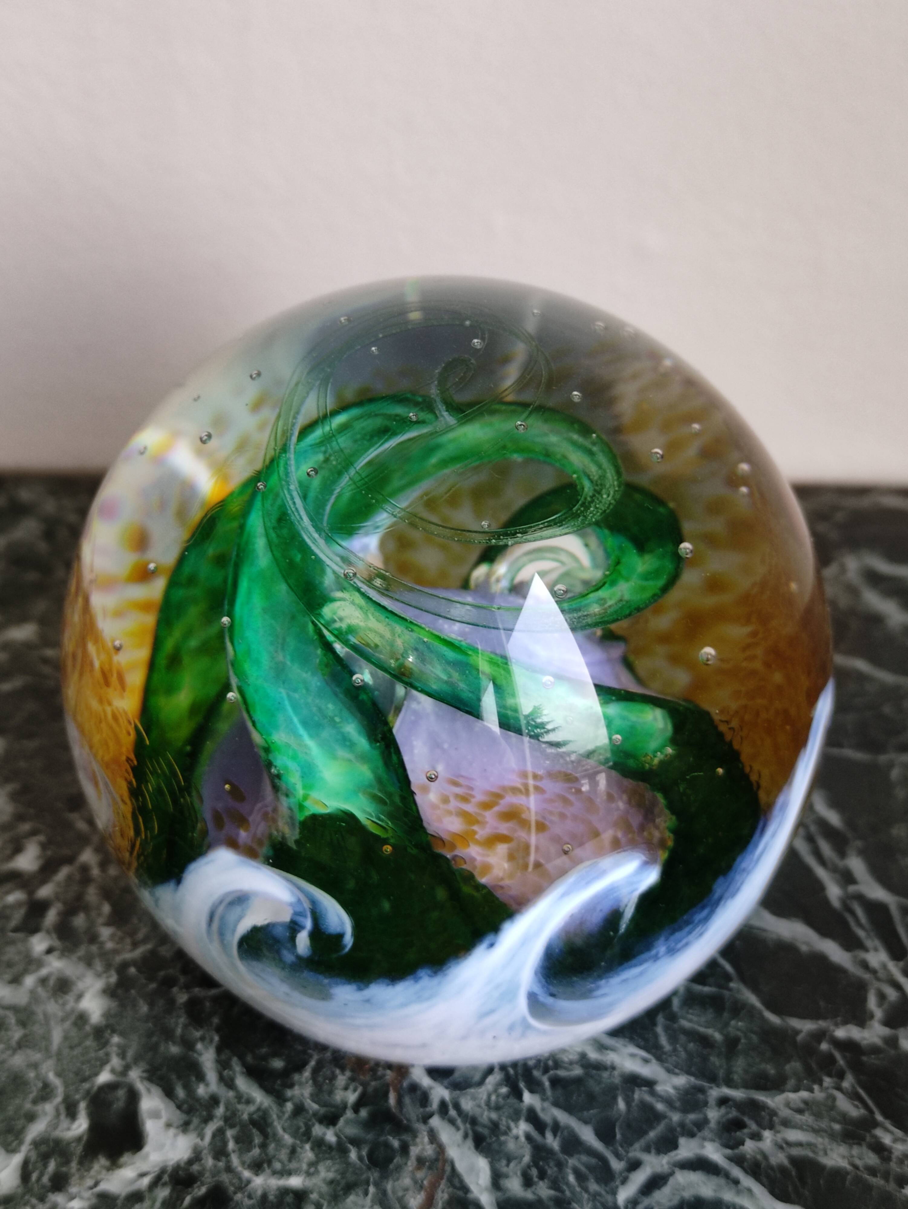 Vintage mouth-blown sulfide paperweight by Caithness Scotland