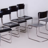 Set of 6 Vintage Bauhaus Chairs, Restored, Gloss, Vichr a Spol, Czechia, 1930s