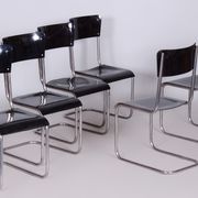 Set of 6 Vintage Bauhaus Chairs, Restored, Gloss, Vichr a Spol, Czechia, 1930s