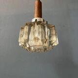Small mid-century crystal glass pendant lamp
