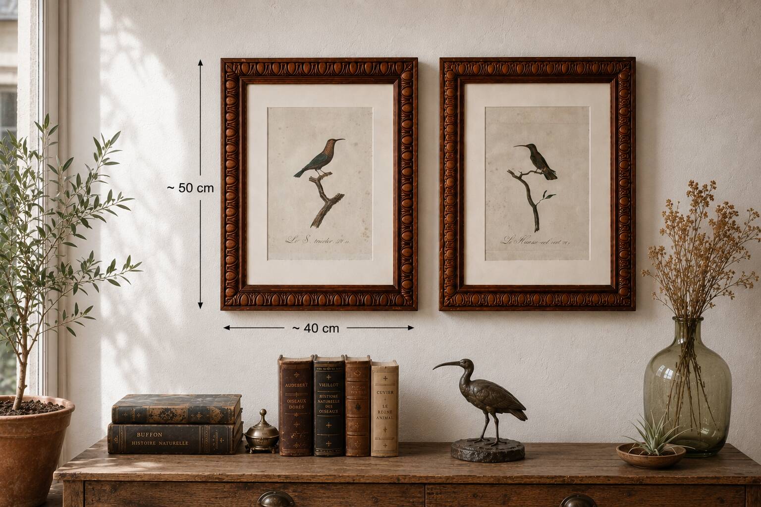 Ornithological engravings Audebert & Vieillot 1802 framed 50x40 cm