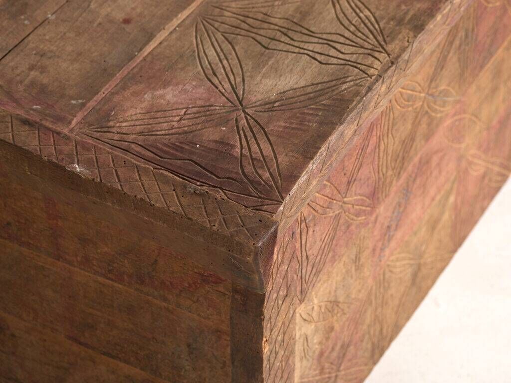 Antique carved pine chest – Central Europe, circa 1850