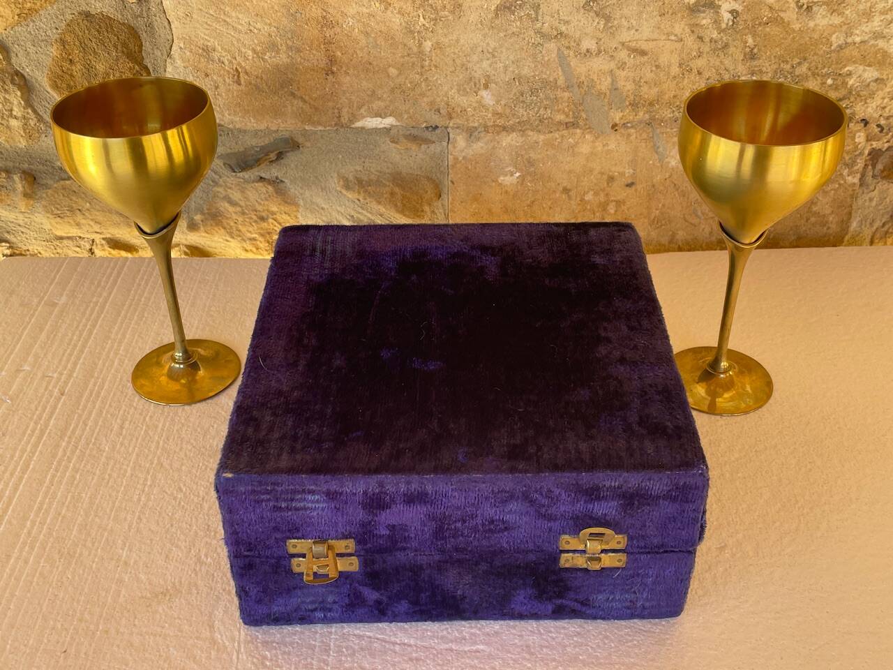 Pair of vintage brass tumblers