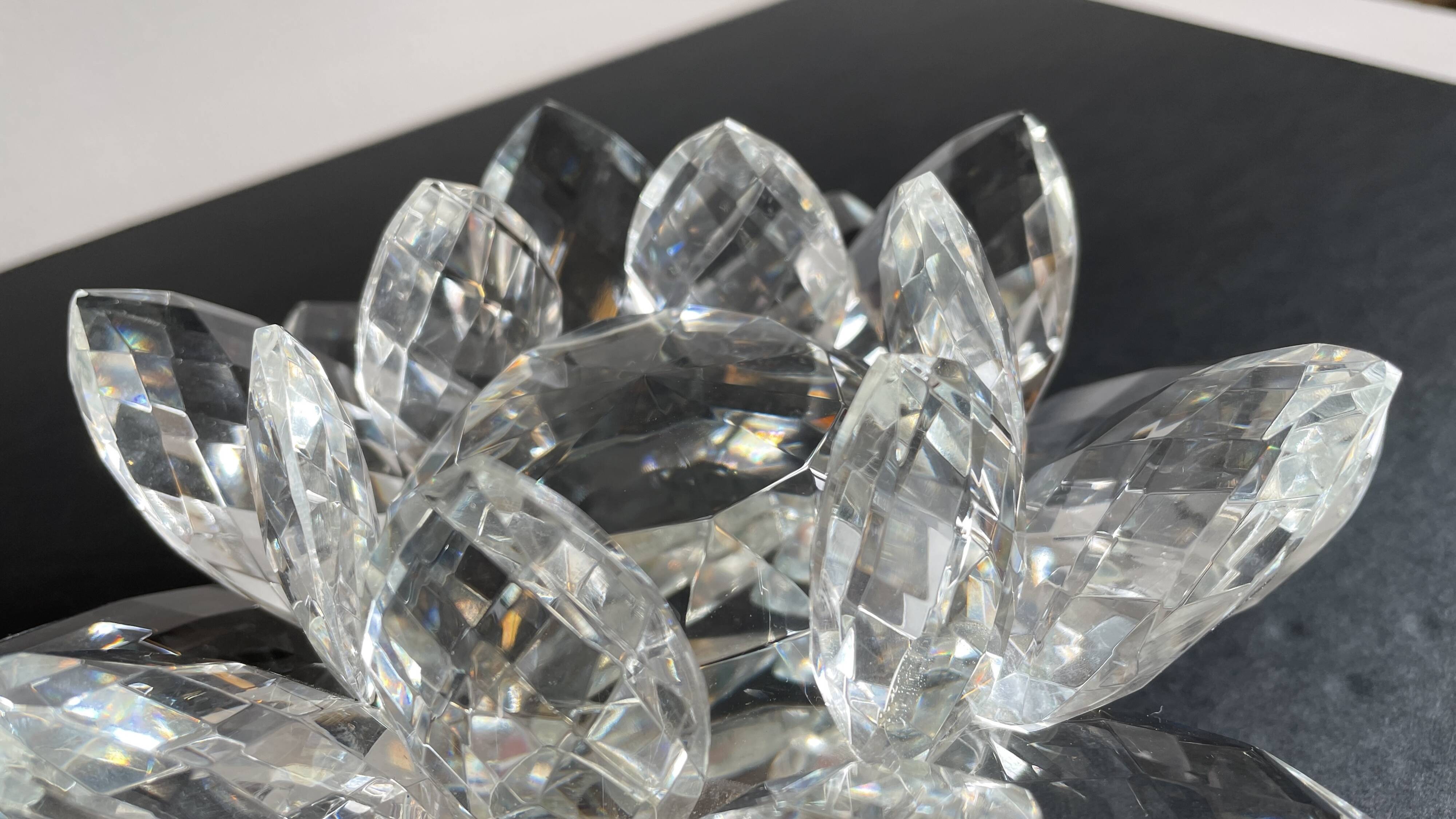 Crystal Flower Paperweight Sculpture