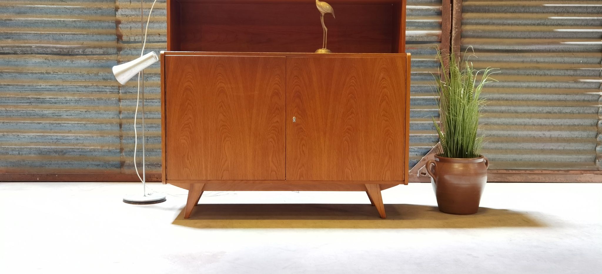 High buffet Biblitheque compass feet U 450 by Jiri Jiroutek for Interier Praha 1960