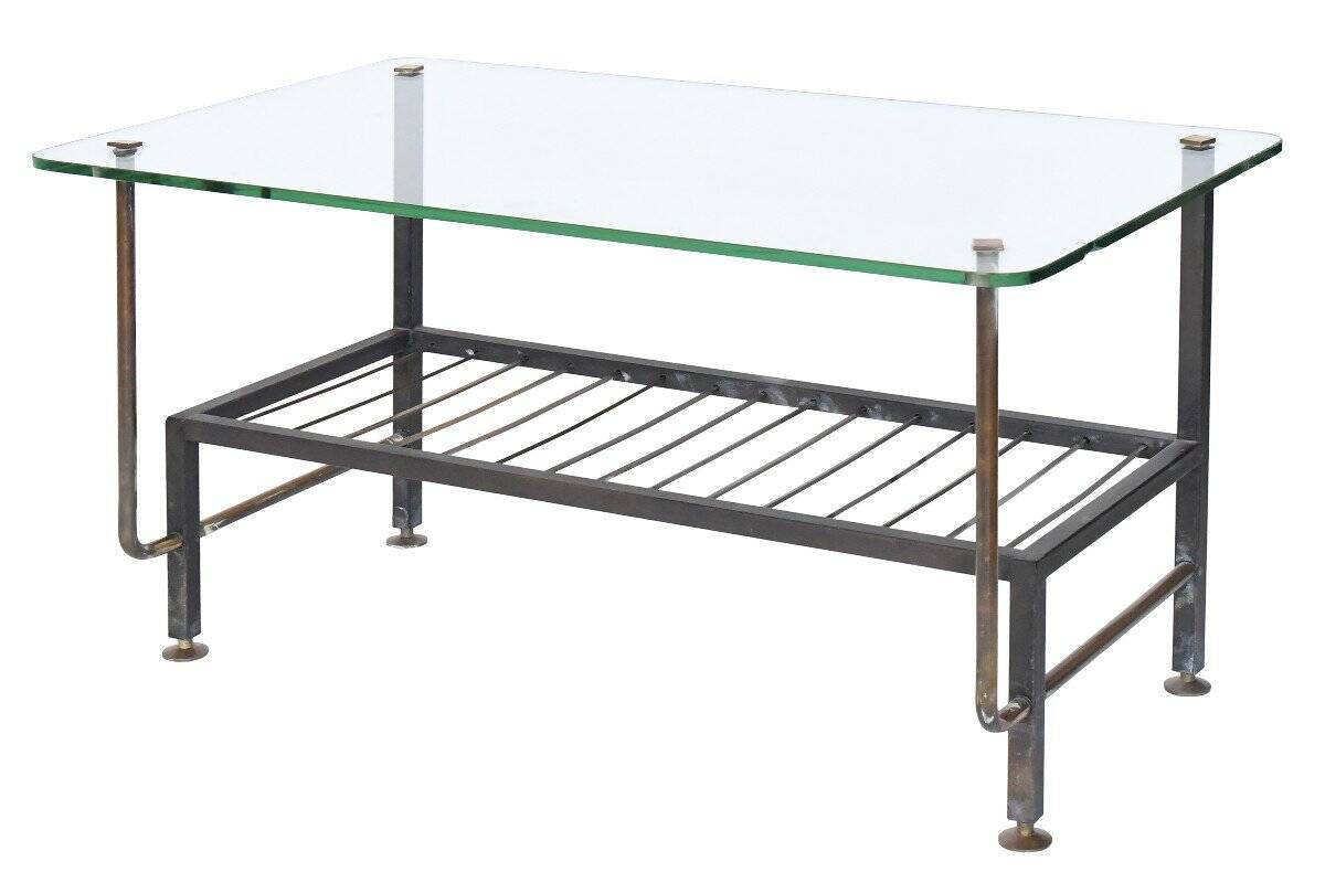 Metal coffee table with glass top