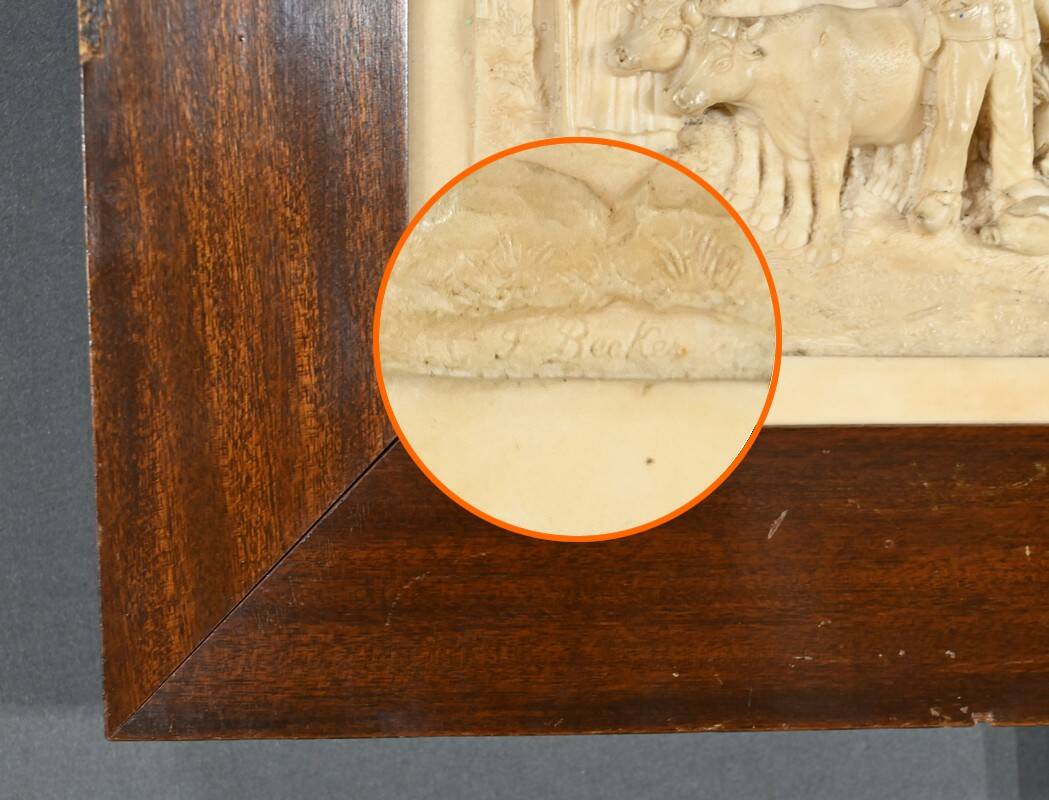 Bas-Relief Painting in Petrified Limestone, signed CF.Becker – Late 19th century