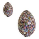 Lampe de table en verre de style oeuf de Murano multicolore floral contemporain, lot de 2 ou une paire de lustres