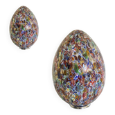 Lampe de table en verre de style oeuf de Murano multicolore floral contemporain, lot de 2 ou une paire de lustres