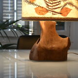 Lampe brutaliste moderniste forme libre 60's bois d'olivier