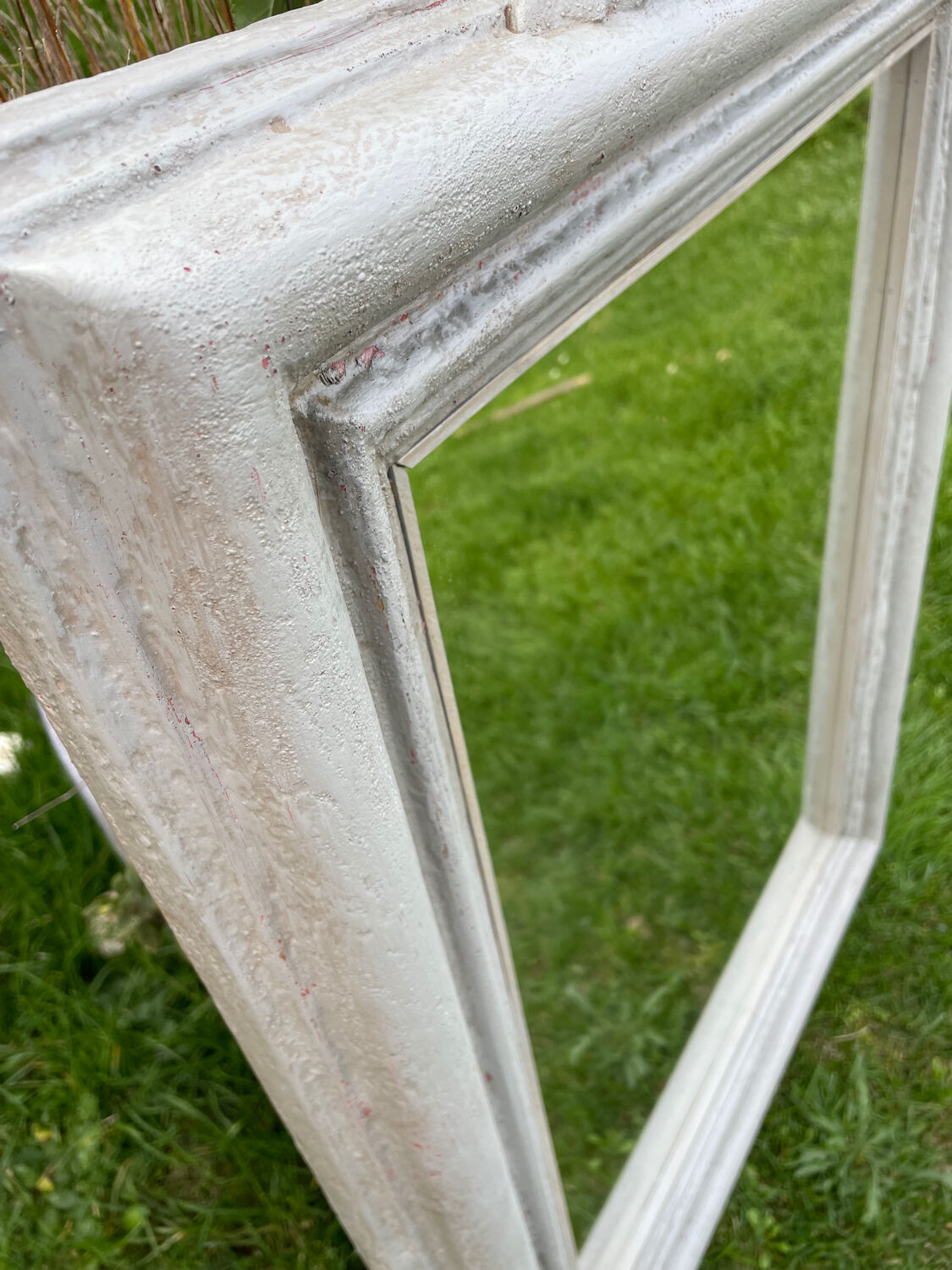 Putty gray wood mirror