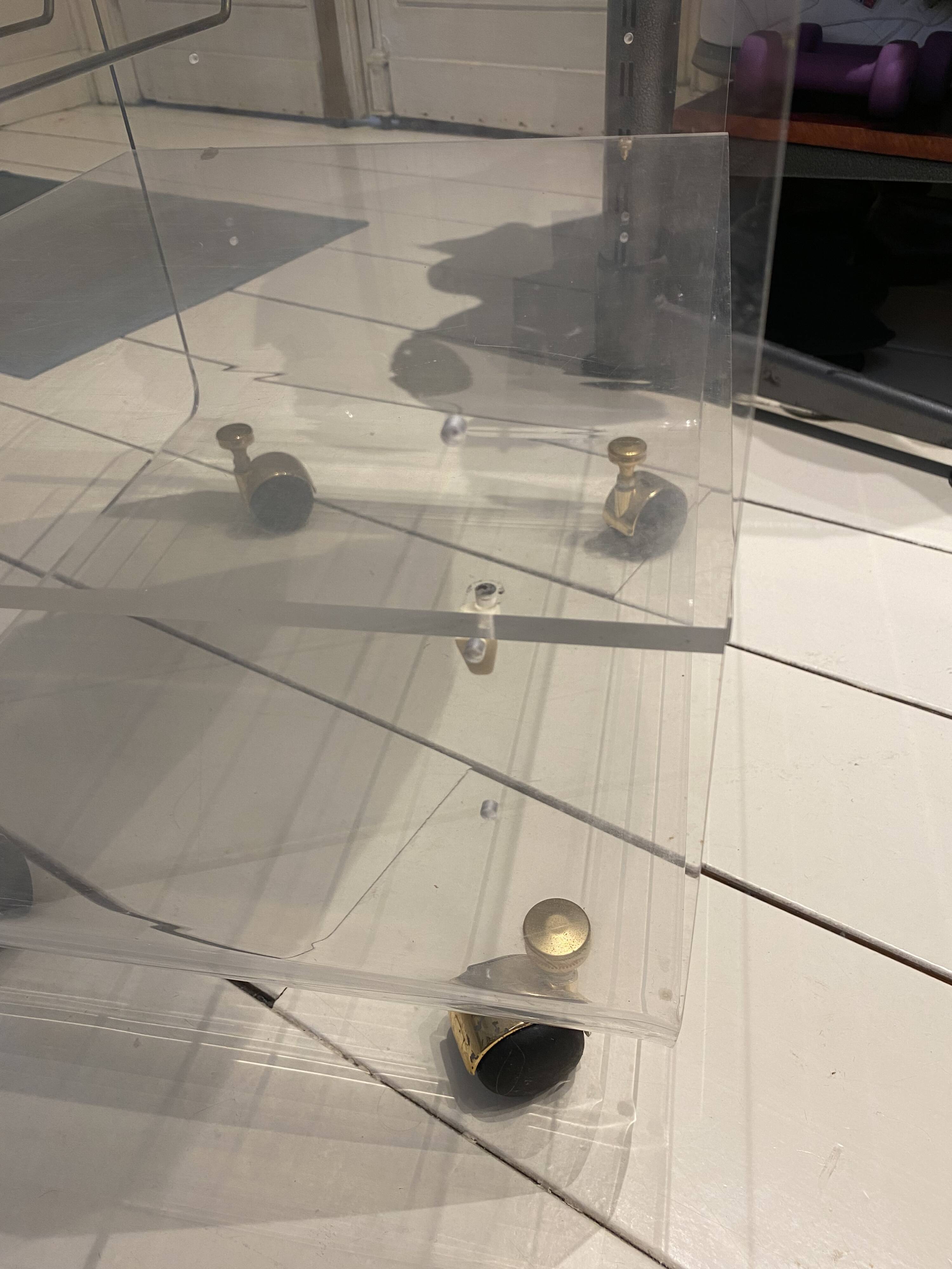 David Lange Plexiglas and Glass 4-Tier Vintage Serving Trolley