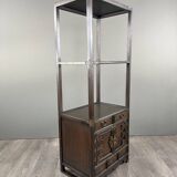 Etagère Cabinet En Bois Et Laiton, Fin XIXe / Début XXe