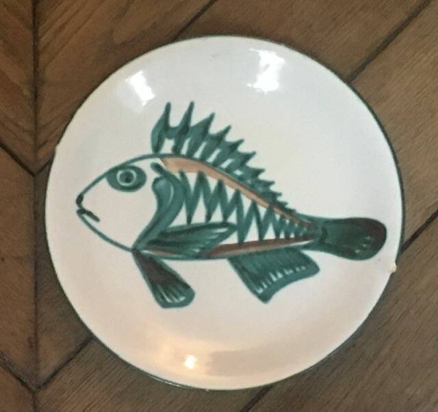 Vintage ceramic plate signed Robert Picault Vallauris