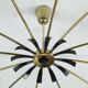 Grand plafonnier araignée Sputnik à 12 lumières, en laiton et métal noir, années 1950
