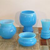 Ensemble de vases scandinave en verre opalin de Erik Hoglund 1960