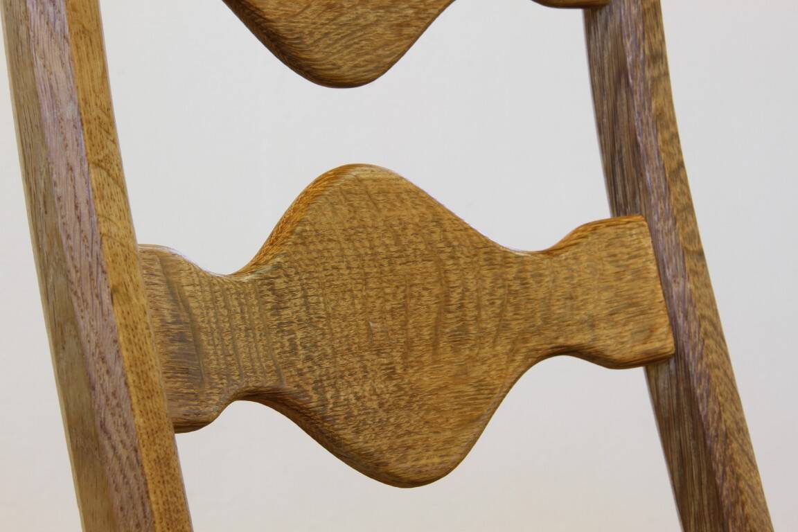 Vintage 1960s Danish brutalist ladderback oak chairs in the style of Kjærnulf